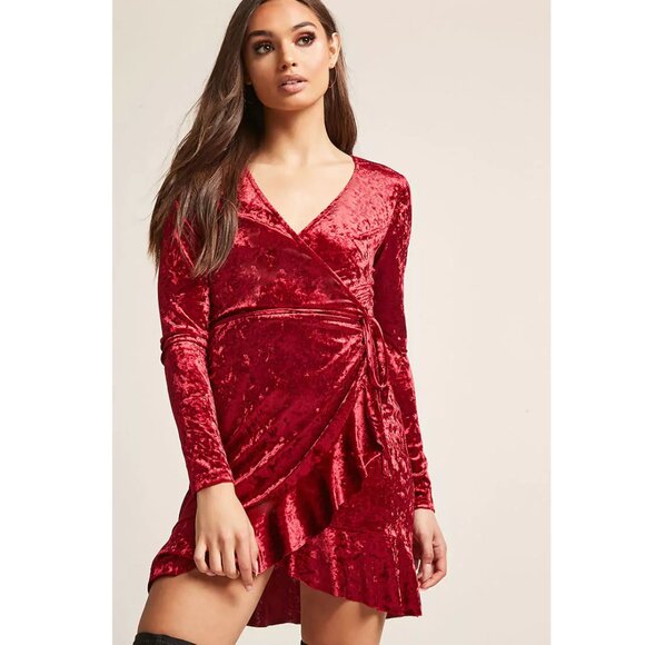 NWT Cotton Candy LA Velvet Red Wrap Dress - Picture 1 of 10